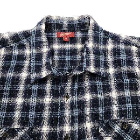 Arizona Jeans Co Mens Flannel Shirt XXL Blue Plaid 2 Chest Pockets Country - Picture 3 of 9